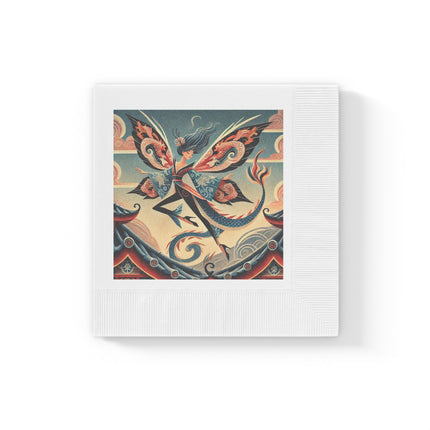 Dragon Fairy of the Temple White Coined Napkins