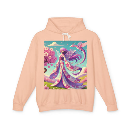 Petals in the Wind: The Kimono Fairy and the Sky Dragon Lightweight Hooded Sweatshirt