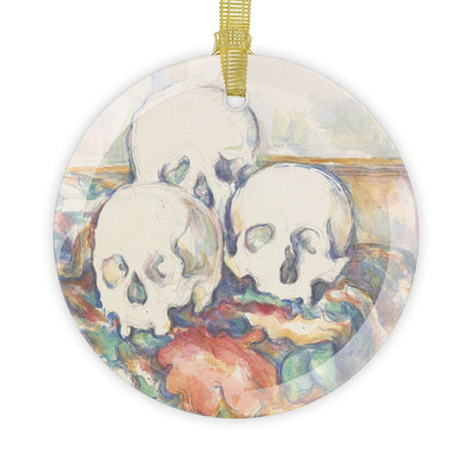 The Three Skulls by Paul Cézanne Glass Ornament