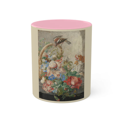 A Basket with Flowers by Herman Henstenburgh Colorful Mugs, 11oz