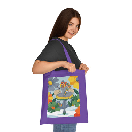 🌼❄️ The Winter Flower Wanderer Cotton Tote Bag – Colorful Winter Fantasy