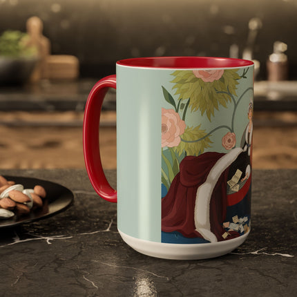 The Lady Of The Scarlet Chaise Colorful Mugs – Art Deco Romantic Elegance