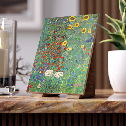 Farm Garden with Sunflowers by Gustav Klimt Ceramic Tile