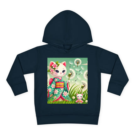 Geisha Kitten and the Dandelion Wish Toddler Pullover Fleece Hoodie
