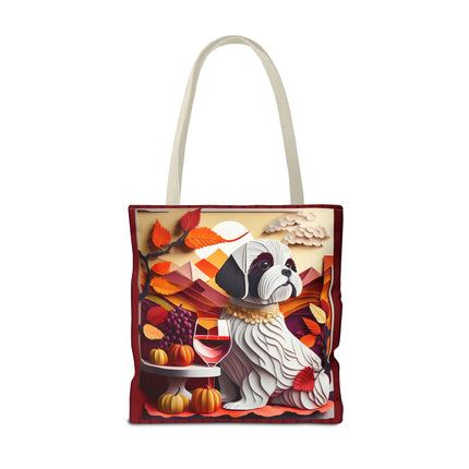 Shih Tzu at an Autumn Wine Tasting Tote Bag (AOP)