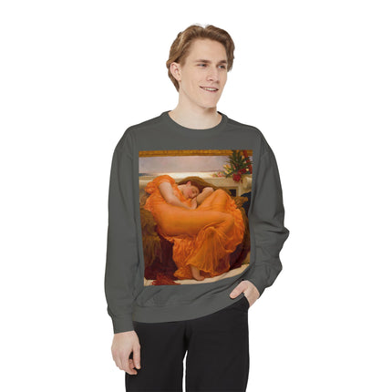 Flaming June by Frederic Leighton Unisex Garment-Dyed Sweatshirt