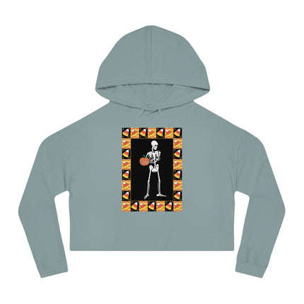 Candy Corn Skeleton Women’s Cropped Hooded Sweatshirt