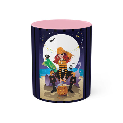 Moonlit Pirate Halloween Colorful Mugs, 11oz