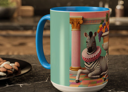 Still Life with Zebra, Fruit, and Pink Columns Colorful Mugs (11oz, 15oz)