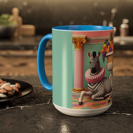 Still Life with Zebra, Fruit, and Pink Columns Colorful Mugs (11oz, 15oz)