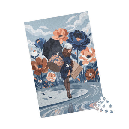 ☂️🌺 The Lady Of The Traveling Garden Puzzle – Art Deco Floral Adventure