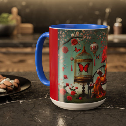 Reading in a Painted Garden Colorful Mugs (11oz, 15oz)