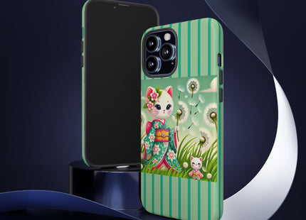 Geisha Kitten and the Dandelion Phone Cases