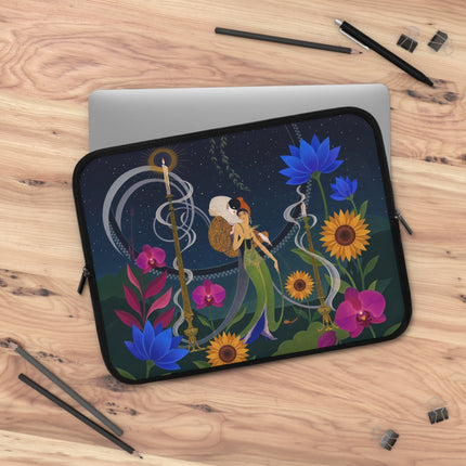 🌙🌻 The Lady Of The Midnight Garden Laptop Sleeve – Art Deco Floral Fantasy