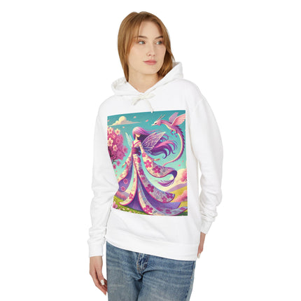 Petals in the Wind: The Kimono Fairy and the Sky Dragon Lightweight Hooded Sweatshirt