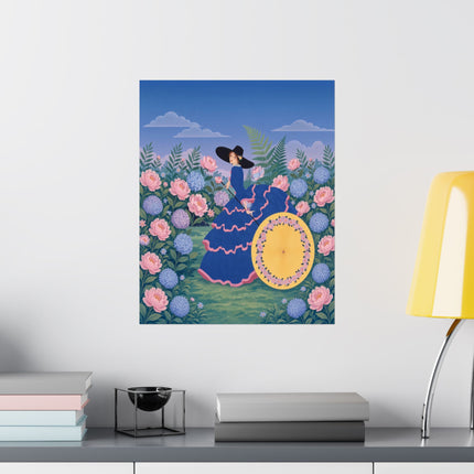 🌸☂️ The Lady Of The Flower Garden Parasol Matte Vertical Poster – Art Deco Botanical Elegance