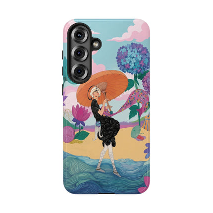 🌊☂️ The Lady Of The Flowered Seashore Phone Case – Art Deco Seaside Fashion