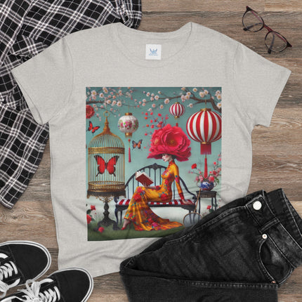 Reading In A Painted Garden Cotton Tee