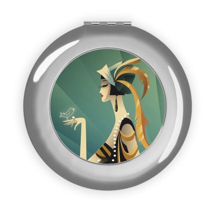 Art Deco Flapper with Bird Compact Mirror – Elegant Glamour & Timeless Style