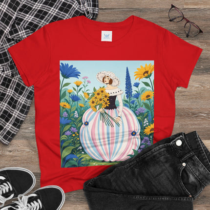 🌻🎀 The Sunflower Garden Bouquet Cotton Tee – Art Deco Floral Elegance