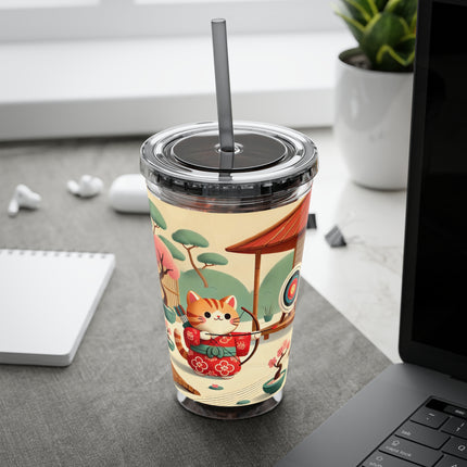 Archer Kitten in the Zen Garden Sunsplash Tumbler with Straw, 16oz