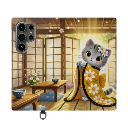 🐱🍵 Playful Kitten in the Tea Room Flip Case – Curious Charm & Cozy Whimsy