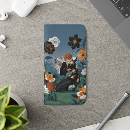 🌹💧 The Midnight Garden Keeper Flip Case – Art Deco Floral Fantasy