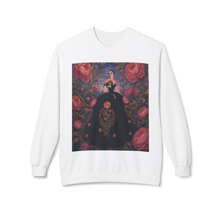 🌹🖤 The Lady Of The Midnight Rose Garden Midweight Crewneck Sweatshirt – Art Deco Floral Elegance