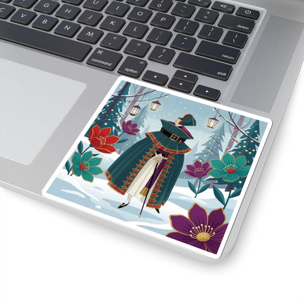 🏮❄️ The Winter Lantern Promenade Kiss-Cut Sticker – Art Deco Holiday Fantasy