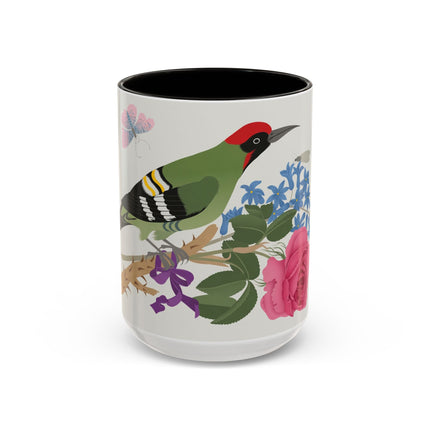 Woodpecker & Rose Colorful Mugs – Vibrant Spring & Bold Beauty