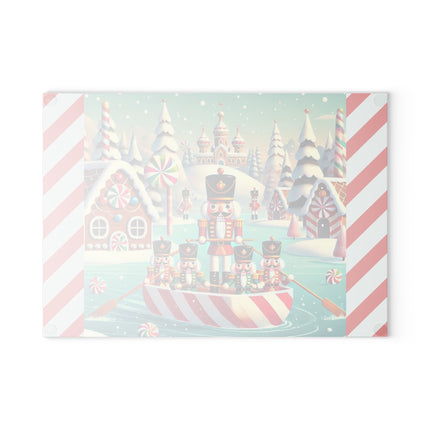 Nutcracker Candy-Striped Adventure Glass Cutting Board