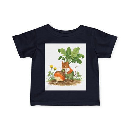 🐭🥕 The Little Garden Harvest Mouse Infant Fine Jersey Tee – Whimsical Woodland Charm