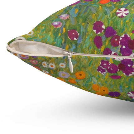 Cottage Garden by Gustav Klimt Spun Polyester Square Pillow