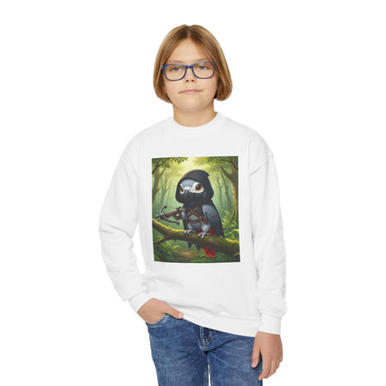 The African Grey Sentinel Youth Crewneck Sweatshirt – Wisdom, Courage & Woodland Adventure