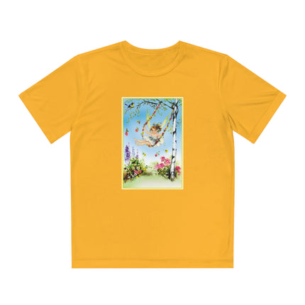 Spring Fairy's Floral Swing Youth Competitor Tee – Garden Magic & Whimsical Adventure