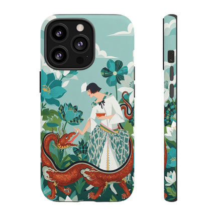 🐉🌿 The Dragon Keeper Phone Case – Art Deco Floral Fantasy