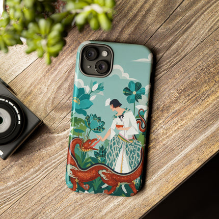 🐉🌿 The Dragon Keeper Phone Case – Art Deco Floral Fantasy