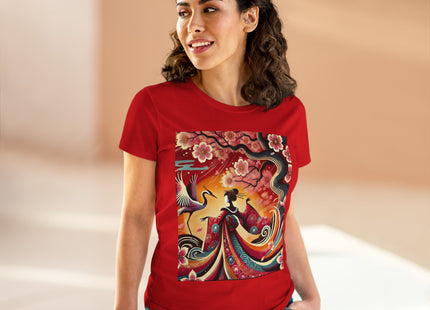 Fairy and Stork Beneath the Cherry Blossoms Cotton Tee
