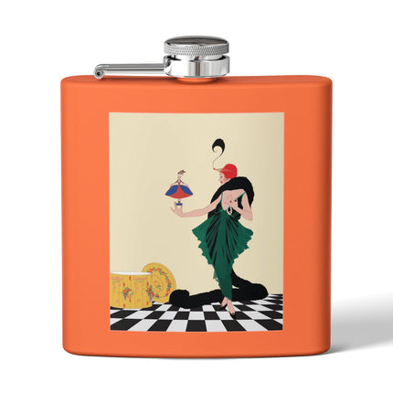 The Marionette Stainless Steel Flask – Theatrical Glamour & Cabaret Elegance