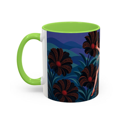 🖤🌺 The Midnight Floral Acrobat Colorful Mug – Art Deco Fashion Whimsy