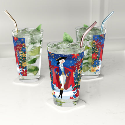 🎭❄️ The Christmas Masquerade Lady Pint Glass – Art Deco Holiday Fantasy