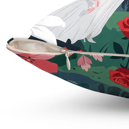 🌹💌 The Garden Of Blown Kisses Square Pillow – Art Deco Floral Romance