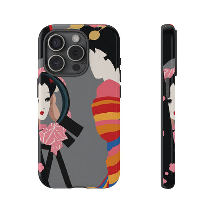 Geisha Mirror Phone Case – Elegant Reflection & Timeless Beauty