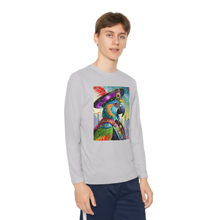 Tech Plumes Youth Long Sleeve Competitor Tee – Neon Wings & Cyberpunk Adventure