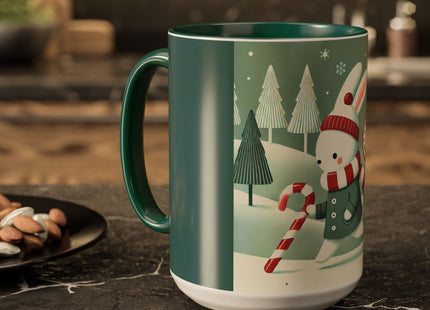 Candy Cane Timekeeper Bunny Colorful Mugs (11oz, 15oz)