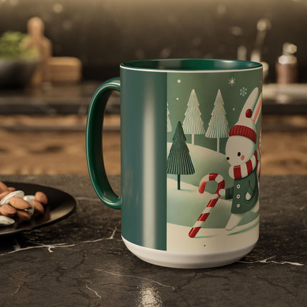 Candy Cane Timekeeper Bunny Colorful Mugs (11oz, 15oz)