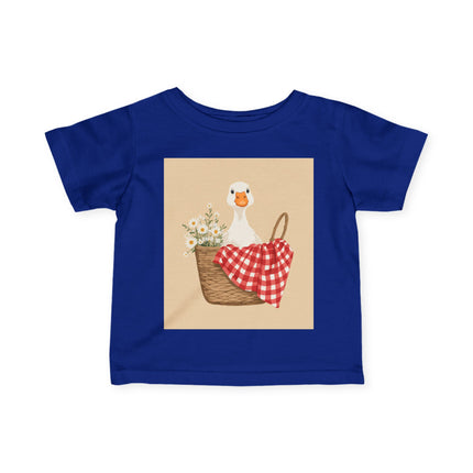 🦆🌼 The Little Daisy Basket Duckling Infant Fine Jersey Tee – Whimsical Woodland Charm
