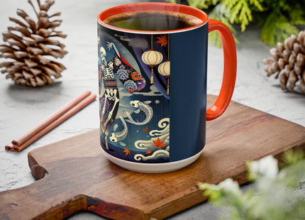 Skeleton Kabuki Performer Colorful Mugs (11oz, 15oz)