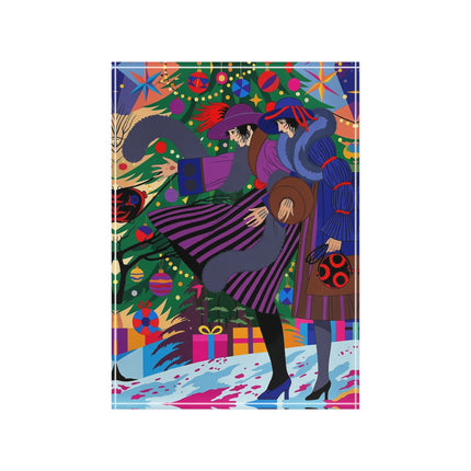🎄✨ Christmas Among The Twinkling Trees Acrylic Art Block – Art Deco Holiday Fantasy