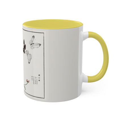 Butterflies and flower illustration by Morimoto Toko Colorful Mugs, 11oz
